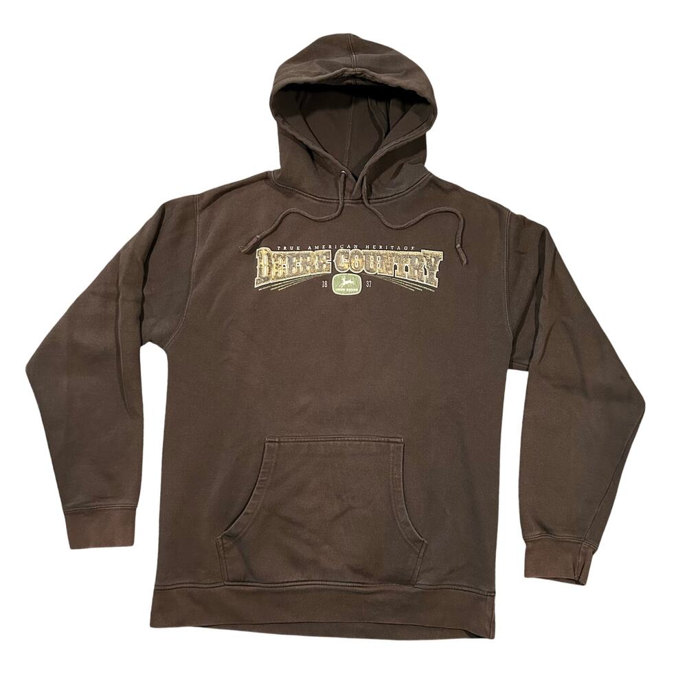 Vintage Y2K John Deere Hoodie Mens Medium Deere Country Brown Sweatshirt